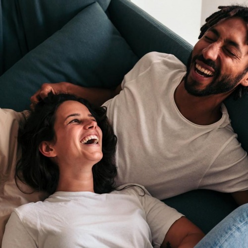 Find your perfect fit at Hunter's Creek Apartments a man and woman laughing